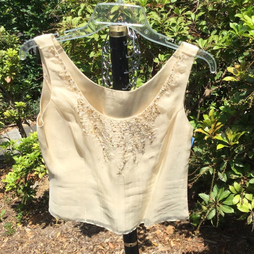 Albert Nipon Sequin Gold Jacket-Top-Skirt 3pc Suit - image 5